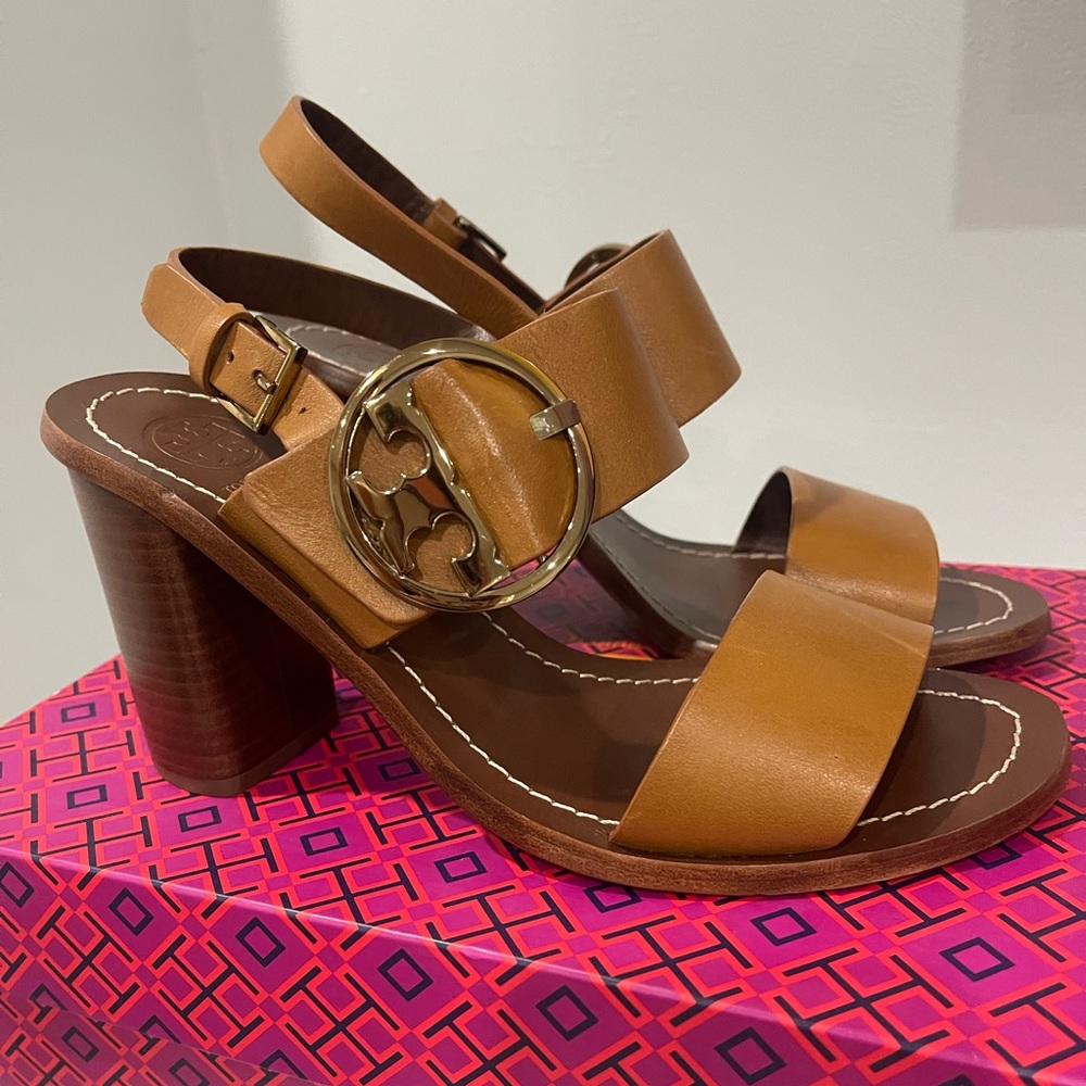 TORY BURCH MONARK VACHETTA, Ankle strap sandals, Size 7, New, Brown.